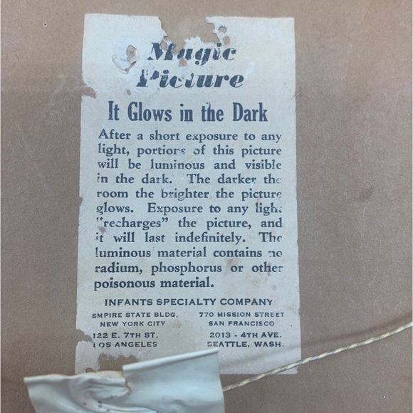 Vintage Nursery decor 1943 Magic Glow in the dark bear climbing in crib 8" x 10" - Picture 8 of 12